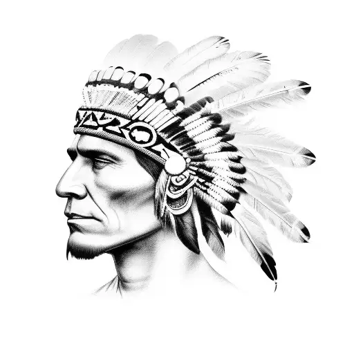 Air Force Chief's Insignia Incorporated Into A Native American Headdress
