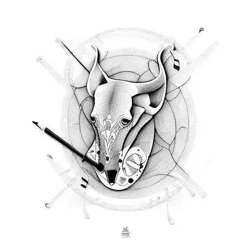 Musical Instruments Intertwined With Animal Silhouettes