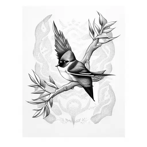Gothic Swallow Holding Olive Branch