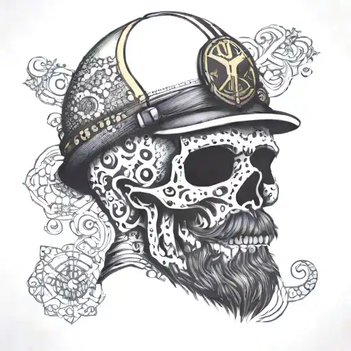 A Tattoo Of A Skull Wearing A Borussia Dortmund Suit And Beard
