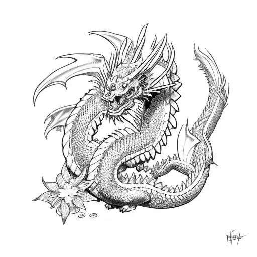 Haku Dragon With Flowers