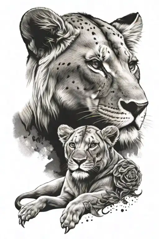 Lioness With Angel Wing Cub