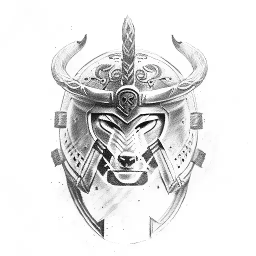 Spartan Helmet Viking Longship Wolf Stag