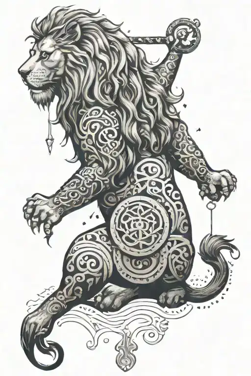 A Norse Mythology Inspired Lion With Loyalty Symbols Incorporated