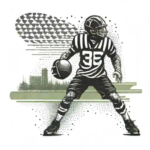 A Football Field With Stthk Patterns As The Grass