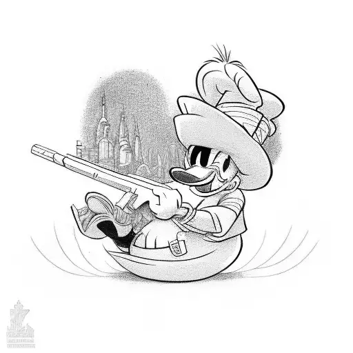 Donald Duck Als Gangster Tattoozeichnung
