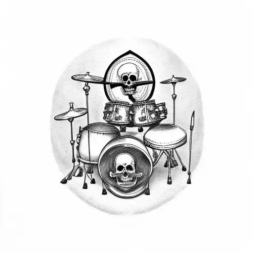 Drummer Dog Musician Skull Rock