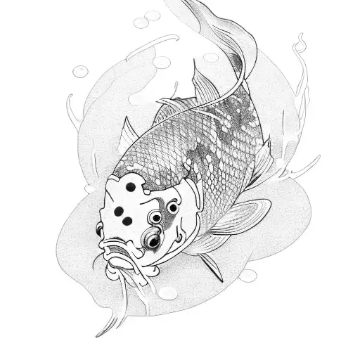 Koi Fish With Sakura Flower