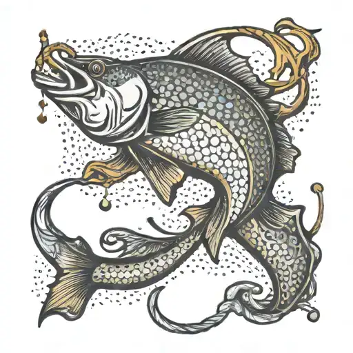 A Fishing Hook Intertwined With A Wyoming State Outline