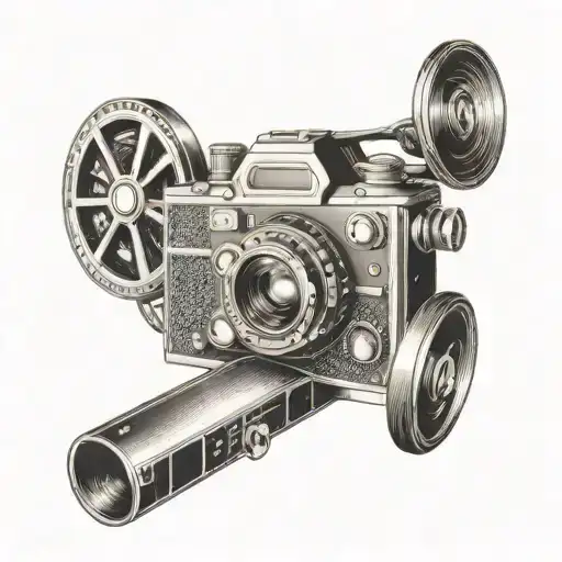 A Film Camera With Music Notes As The Film Reel