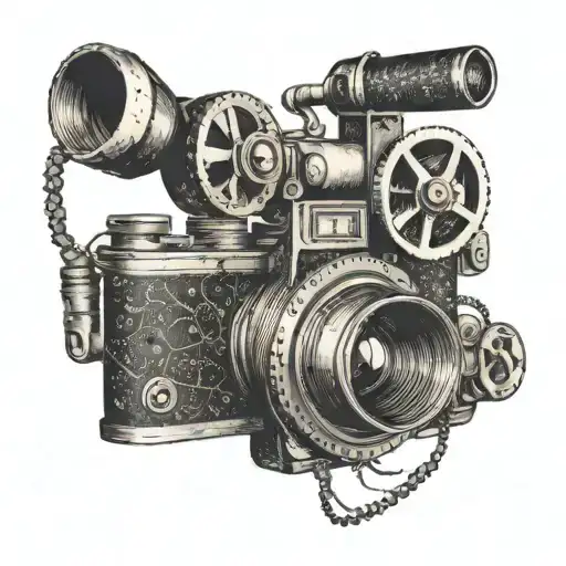 A Film Camera With Music Notes As The Film Reel