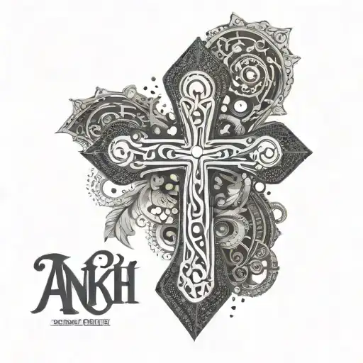 Incorporate Ankh Symbol And One Piece References With Theo's Name In A Dotwork Design