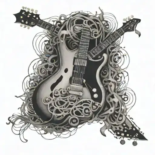 Design A Tattoo Of Metallica Lyrics Intertwined With Guitar Strings