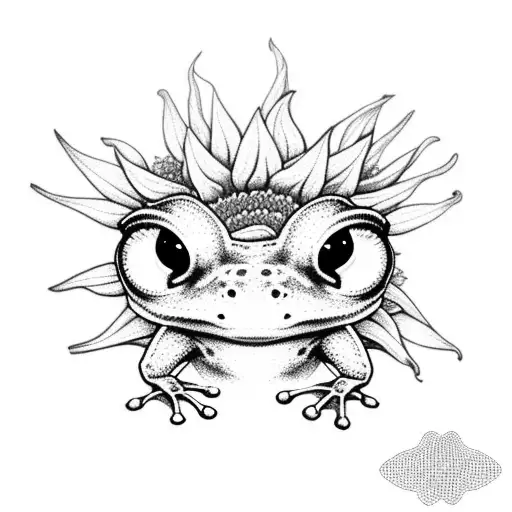 A Tiny Frog Over A Sunflower