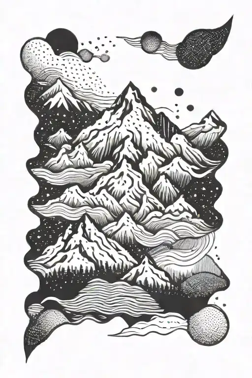 Mountain Range With A Winding