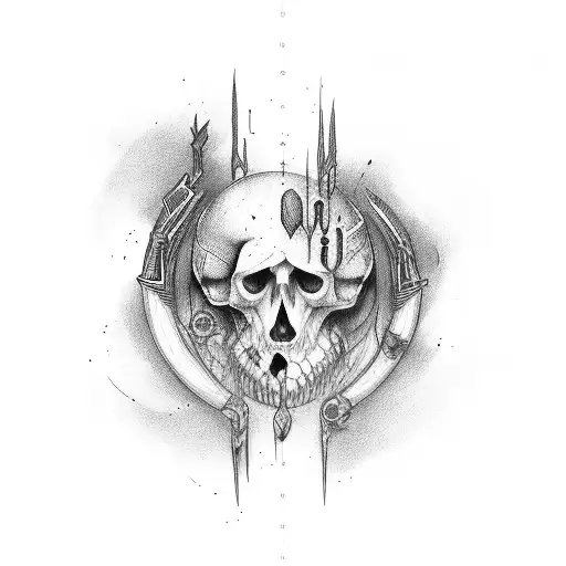 The Word Pain Spelled Out With Weapons