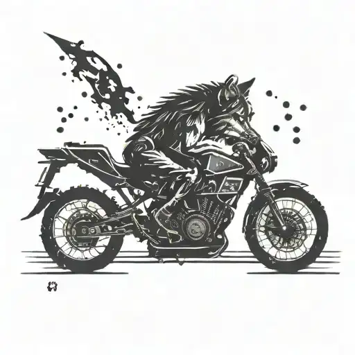 A Trader Symbol Intertwined With Dirt Bike Tracks And A Wolf Silhouette