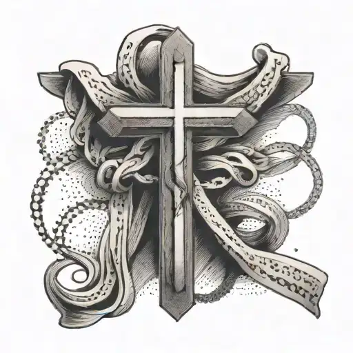 Three Minimalistic Crosses Intertwined With A Bible Verse