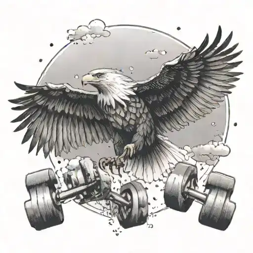 An Eagle Soaring Through The Sky While Lifting Weights