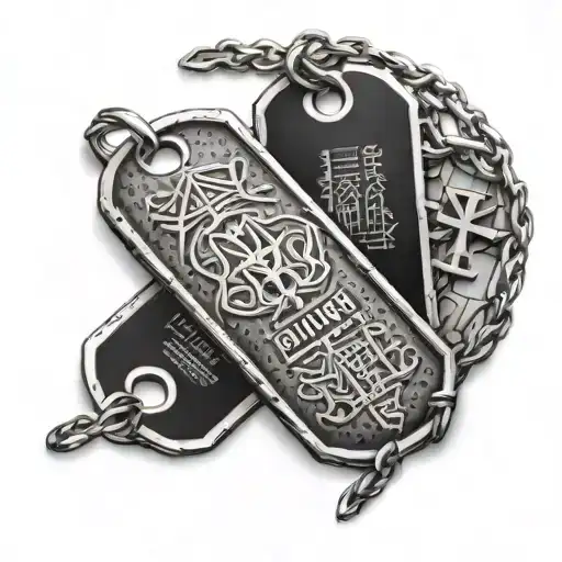 Military Dog Tags With Biblical Verses Intertwined With Barbed Wire