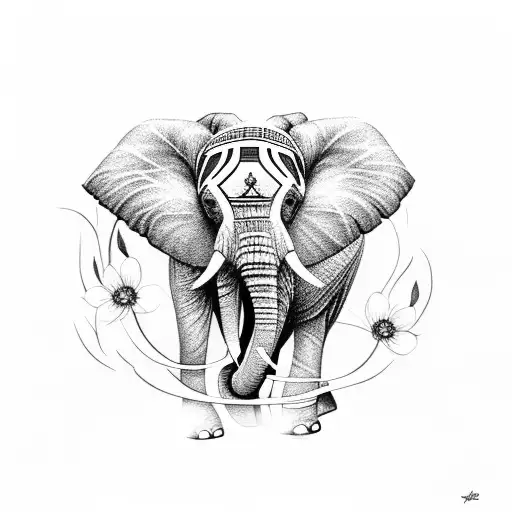 Elephant With Flower