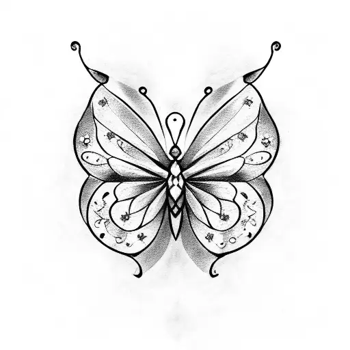 Little Butterfly And Blackwork Style
