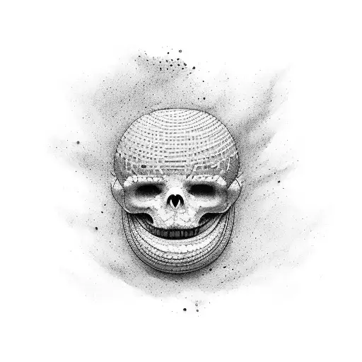 Black Tattoo Of A Tennis Slip On Brick Dust Being Painted By A Brush