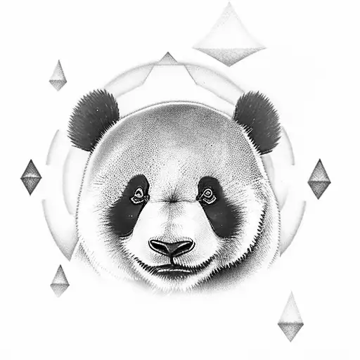 Panda With Aurora Borealis Instead Of Black Dot On The Skin