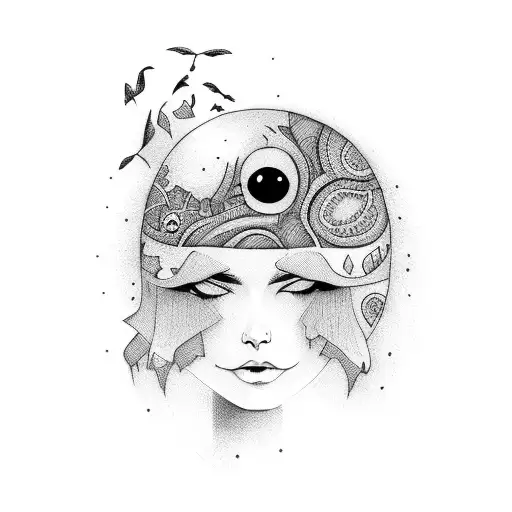 Woman Sad Face With Bird On Hand