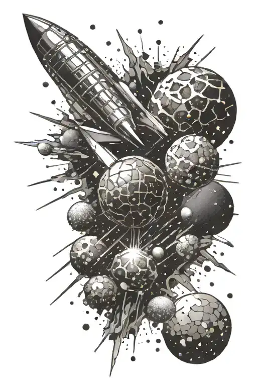 Space Explosion With Meteorites