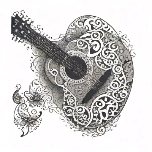 A Guitar With Intricate Patterns Inspired By Animals