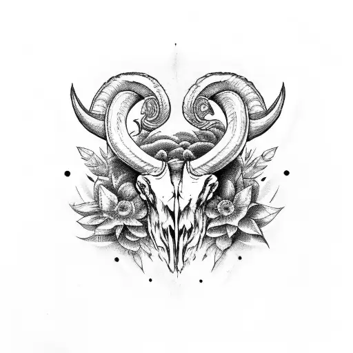 Ram Skull Transitioning Into Birds