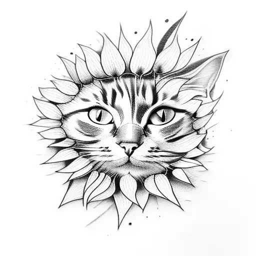 Cat With Sunflower