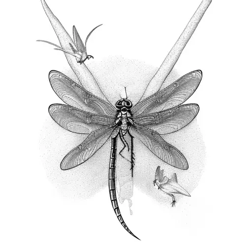 Dragon Fly And A Hunnming Bird