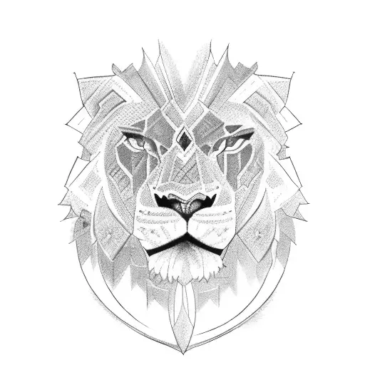 Claret And Blue Lion With Cubs