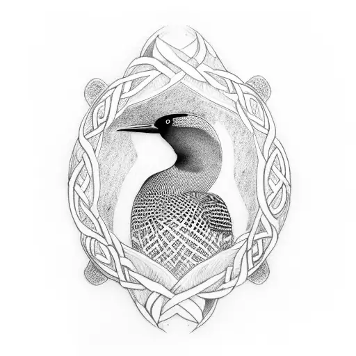 Loon Bird With Celtic Sword