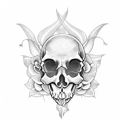 Skull With Lilies