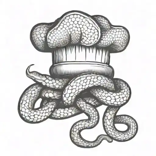 Create A Chef's Hat With Intertwined Snakes As A Symbol Of Passion For Cooking
