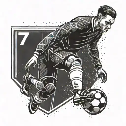 A Futuristic Soccer Player On The Back Wearing A High-tech Suit With The Number 7 On The Back