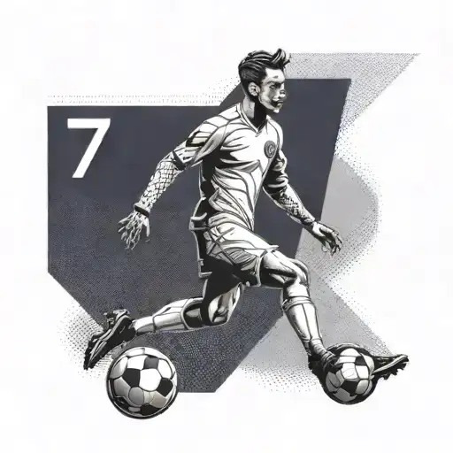 A Futuristic Soccer Player On The Back Wearing A High-tech Suit With The Number 7 On The Back