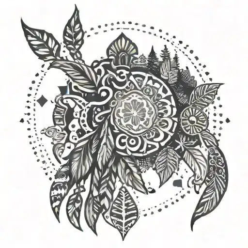 Create A Dotwork Design Of Indigenous Tribal Patterns Inspired By The Forest