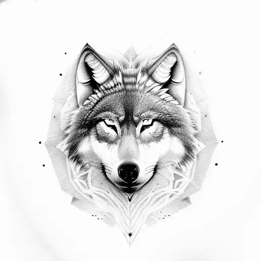 Half Human Half Wolf Face With Red Eyes