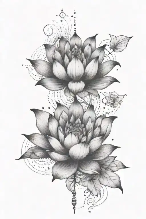 An Intricate Tattoo Featuring A Lotus Flower With Hidden Christian Symbols
