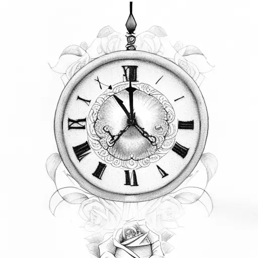 Old Clock With Rose And Date Of Birth