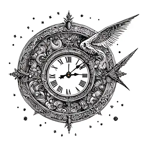 Sagittarius And Clock Surrounded
