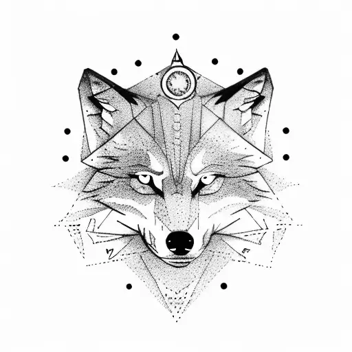 Wolf And Mountains And Compass