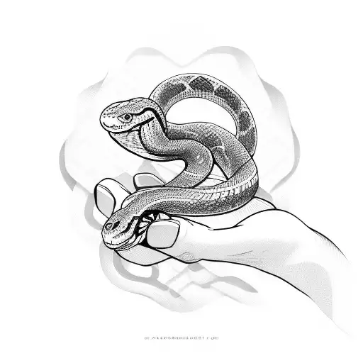 Snake In Between Fingers With Hand