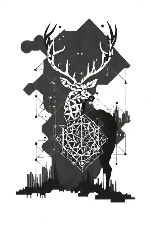 Geometric Deer Silhouette Surrounded By Mathematical Symbols