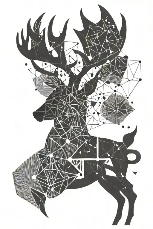 Geometric Deer Silhouette Surrounded By Mathematical Symbols