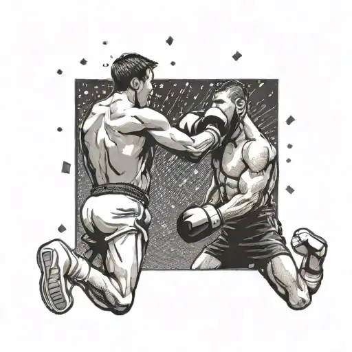 Create A Tattoo Design Of A Kickboxing Match With Money Raining Down In The Background